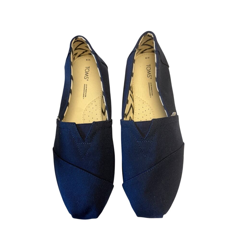 TOMS Classic Canvas Slip-On Shoes Navy Blue Women’s Size 6 Casual Flats